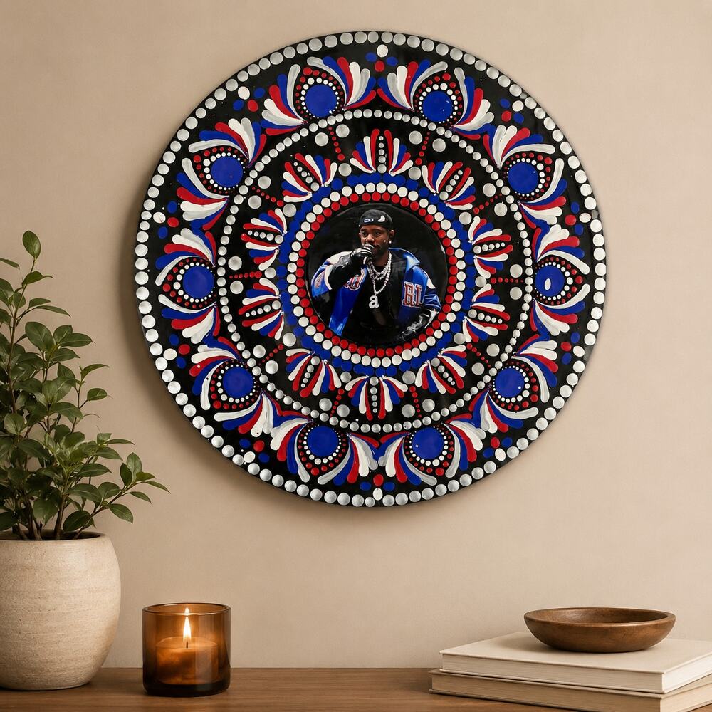 Kendrick Lamar Inspired Hand-Painted Dot Mandala Vinyl Record Wall Art Decor